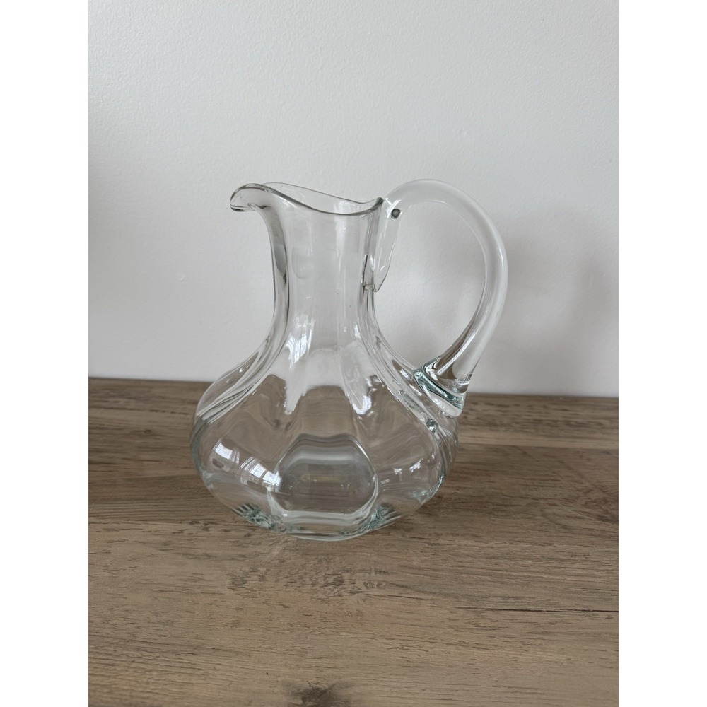 Vintage Glass Pitcher Handcrafted In Romania Danish Design